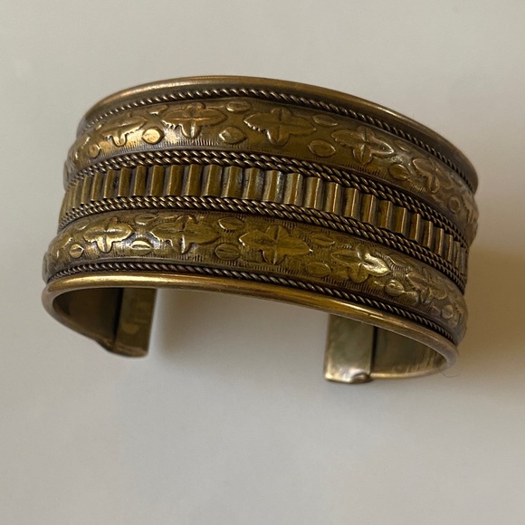 Ornate Brass Cuff Bracelet - Picture 2 of 3